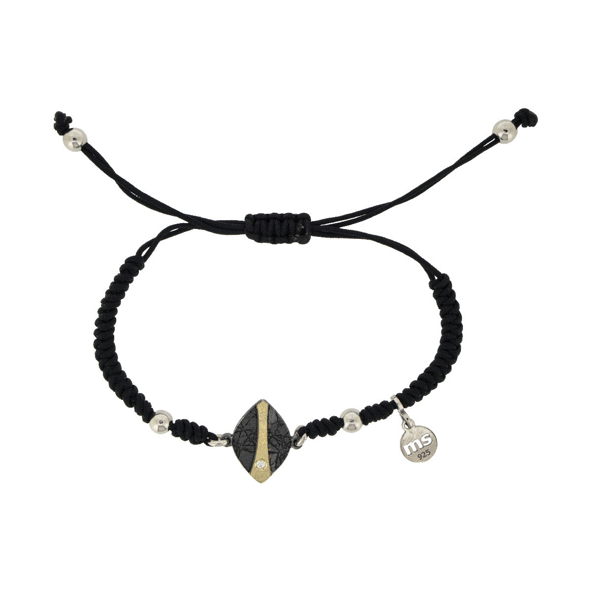 Pulsera de macramé de plata, oro y brillante