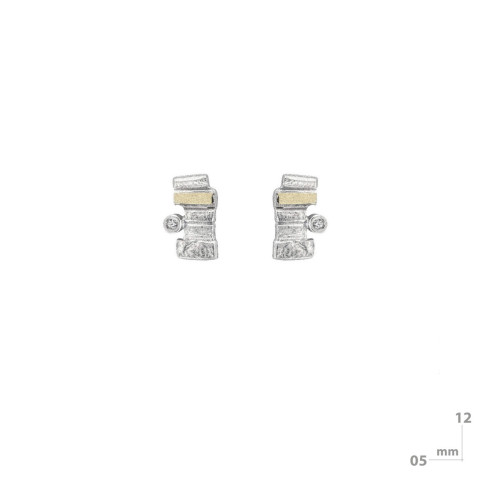 Pendientes de plata, oro y brillante