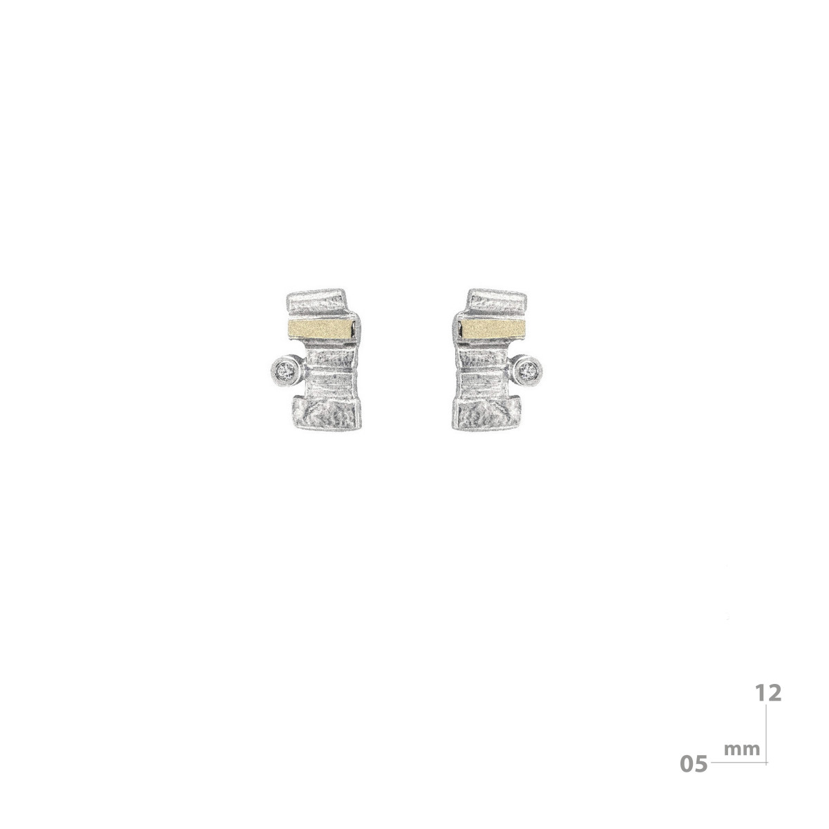 Pendientes de plata, oro y brillante