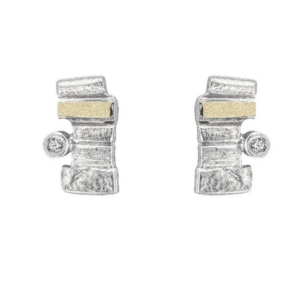 Pendientes de plata, oro y brillante