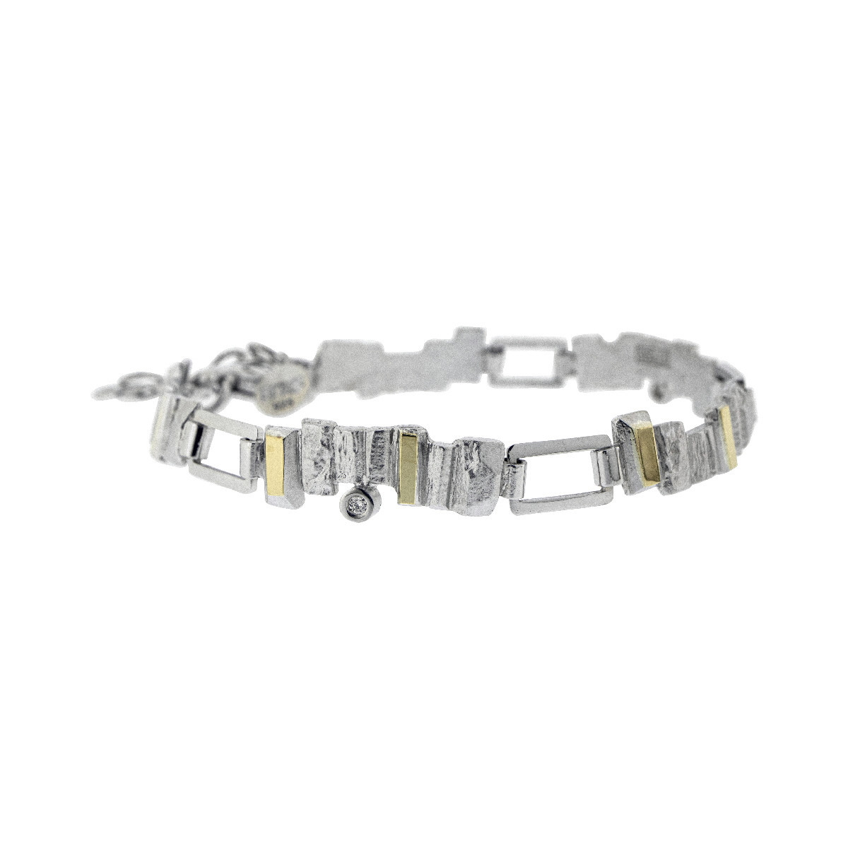 Pulsera de plata, oro y brillante