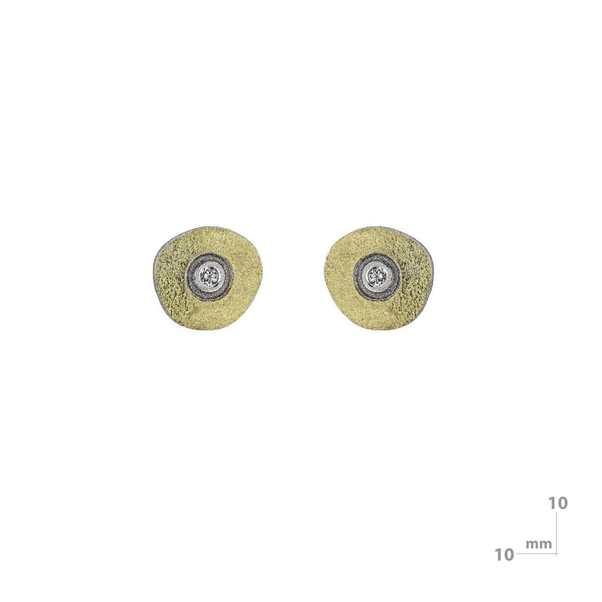 Pendientes de plata, oro y brillante