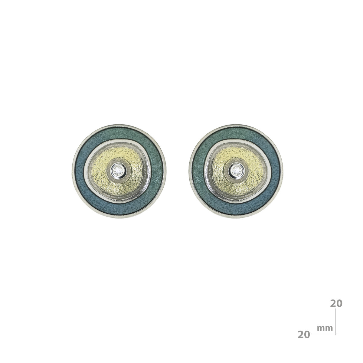Pendientes de plata, esmalte, oro y brillante