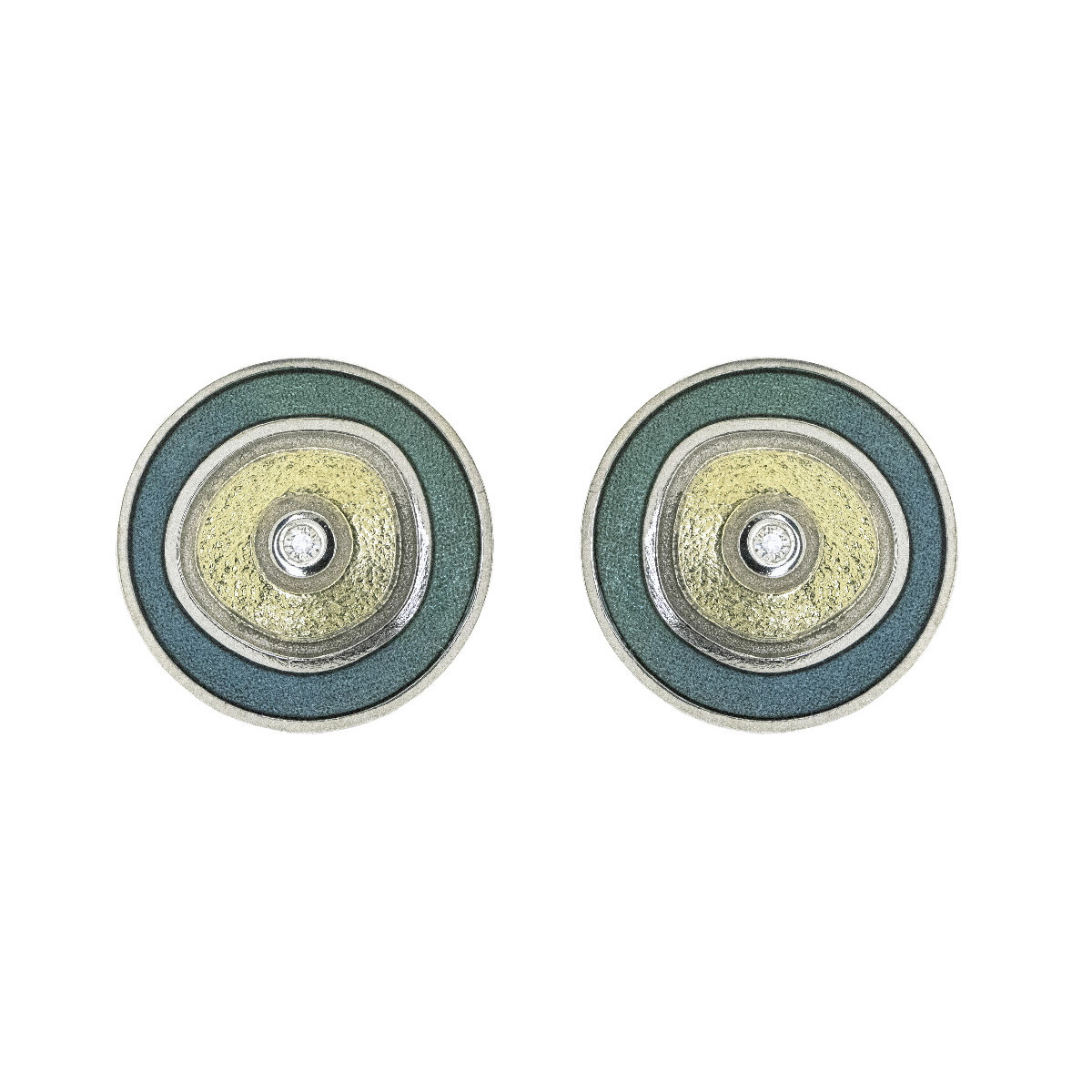 Arrecades de plata, esmalt, or i brillant