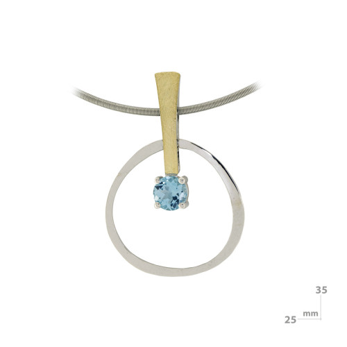 Colgante de plata, oro y topacio azul