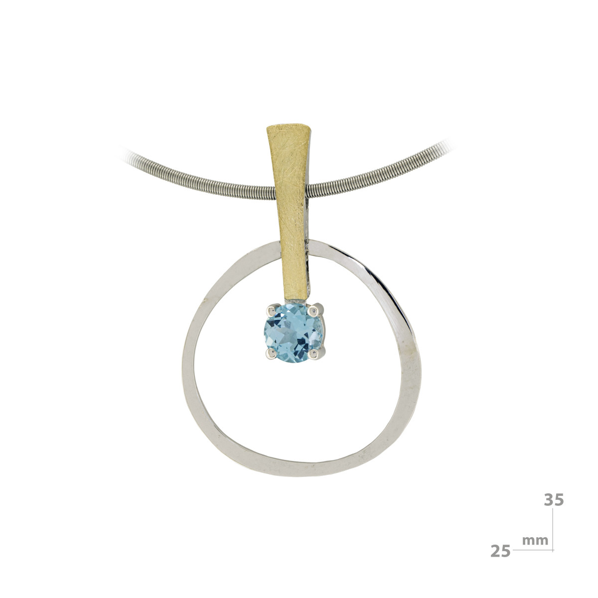 Colgante de plata, oro y topacio azul