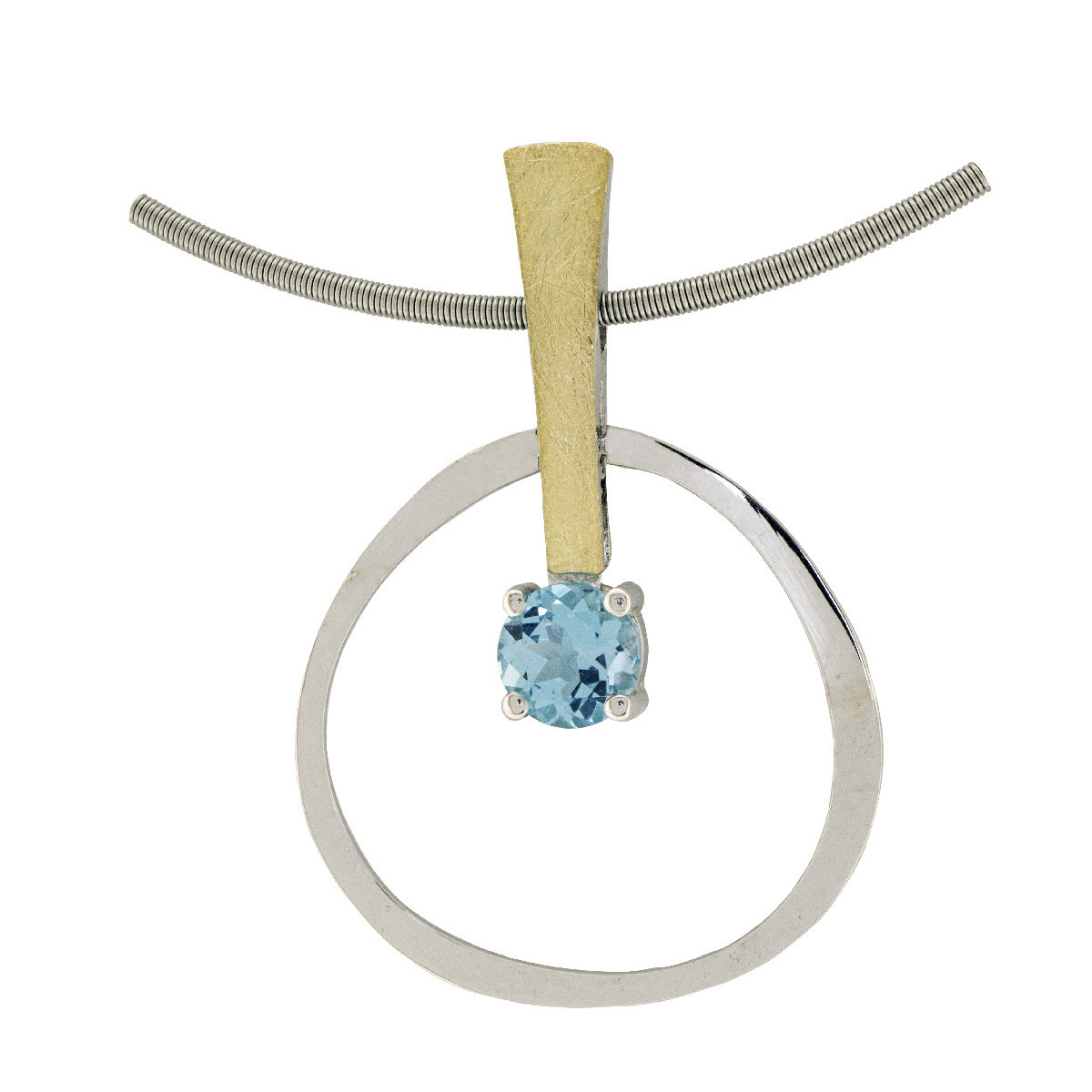 Colgante de plata, oro y topacio azul