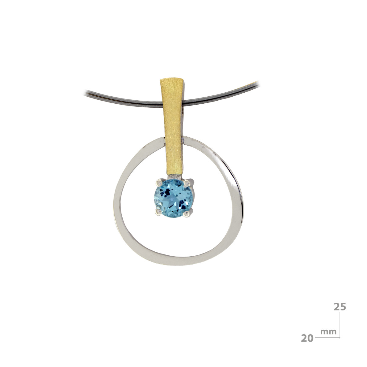 Colgante de plata, oro y topacio azul