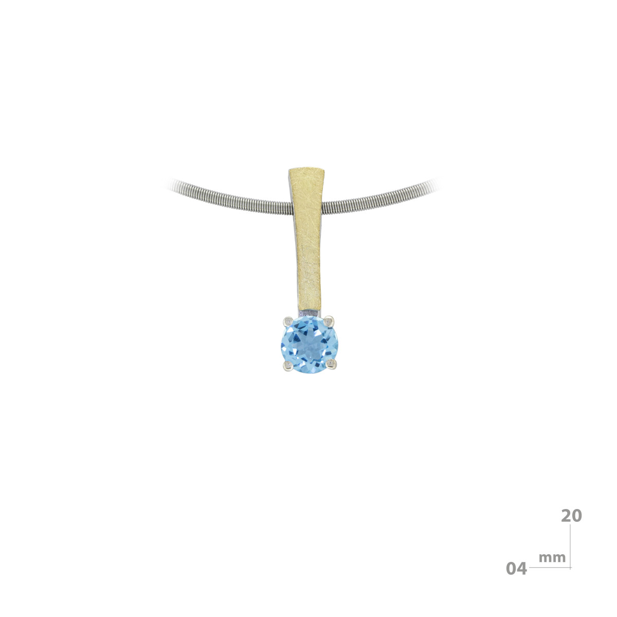 Colgante de plata, oro y topacio azul