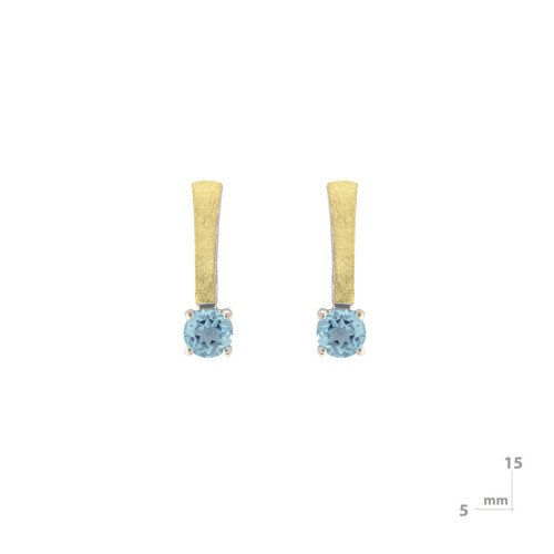 Pendientes de plata, oro y topacio azul