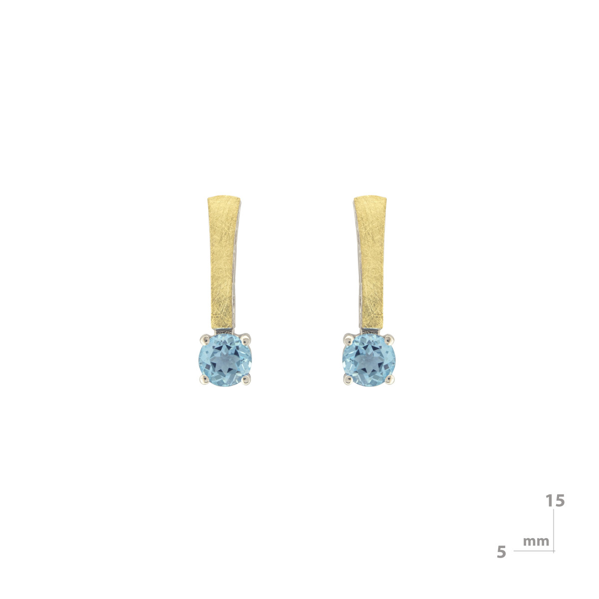 Pendientes de plata, oro y topacio azul
