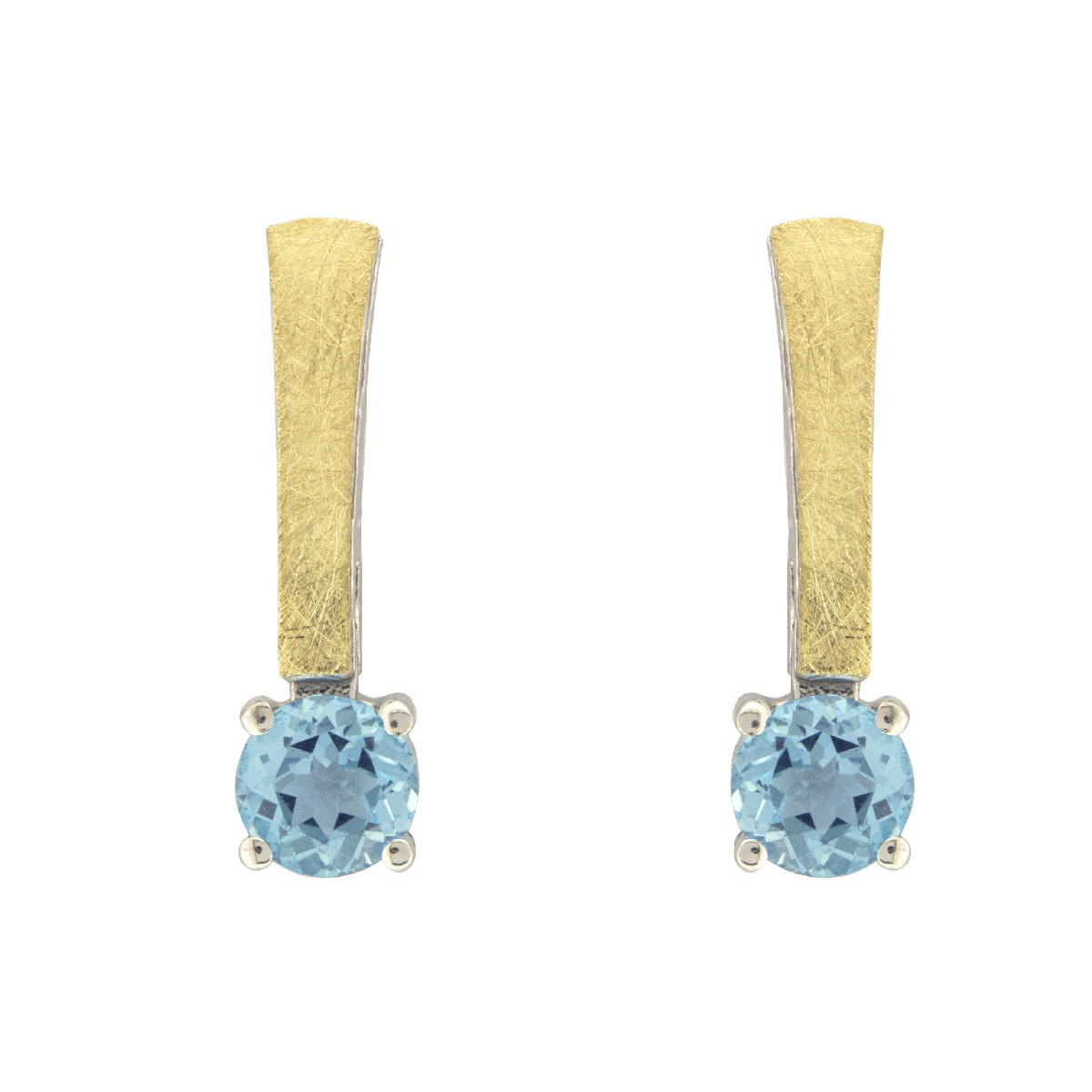 Pendientes de plata, oro y topacio azul