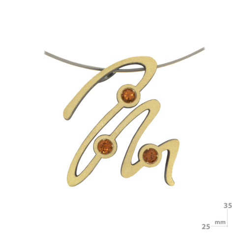 Silver, gold and mandarin garnet pendant