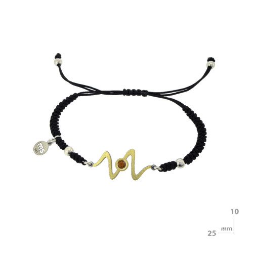 Silver, gold and mandarin garnet bracelet