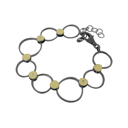 Pulsera de plata, oro y brillante