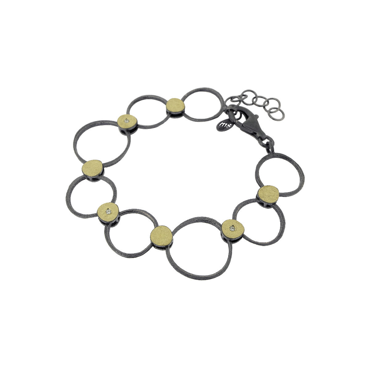 Pulsera de plata, oro y brillante