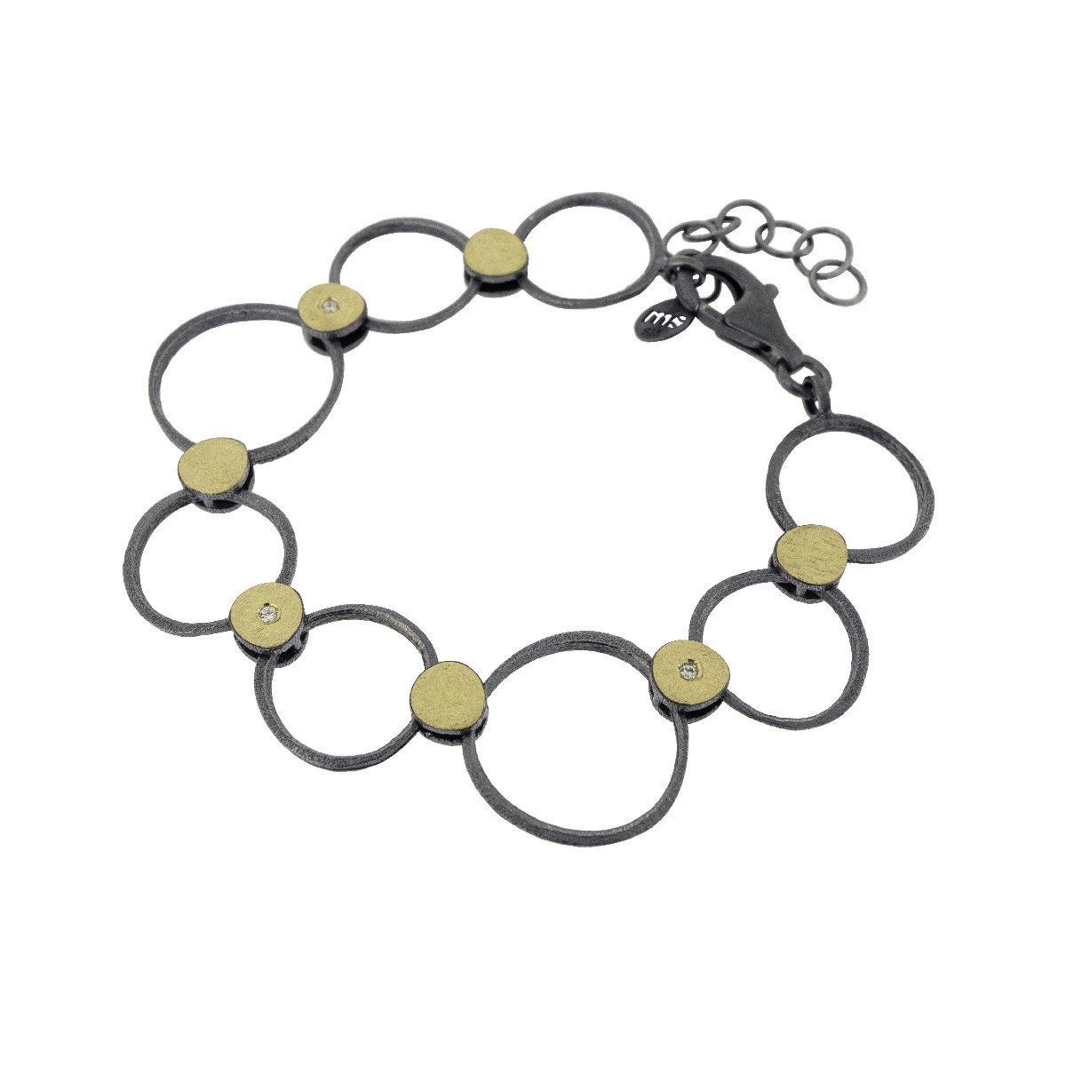 Pulsera de plata, oro y brillante