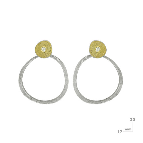 Pendientes de plata, oro y brillantes