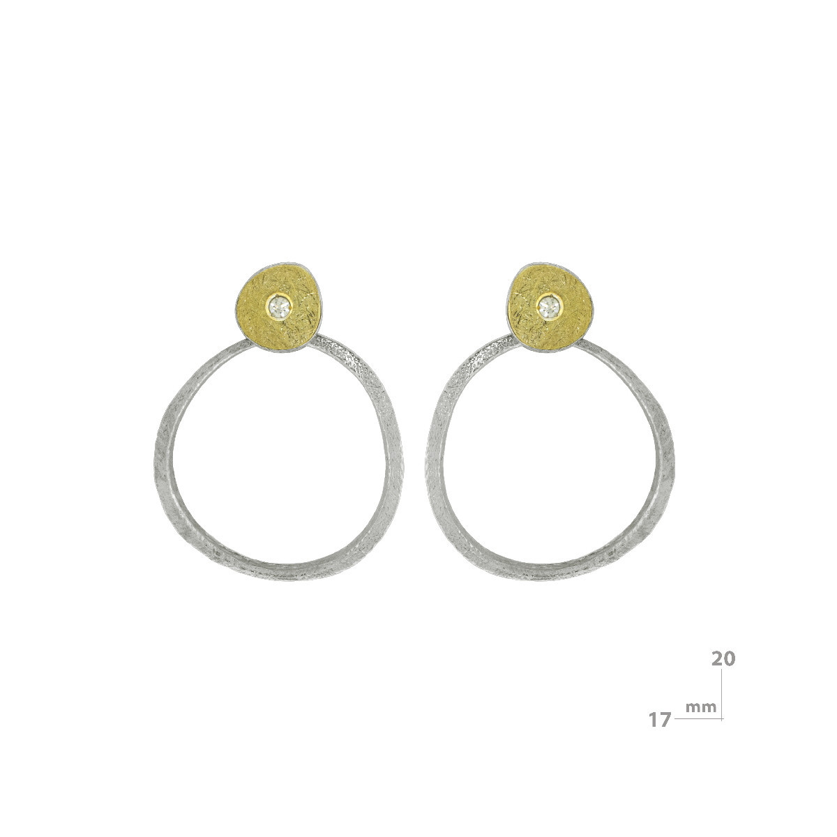 Pendientes de plata, oro y brillantes