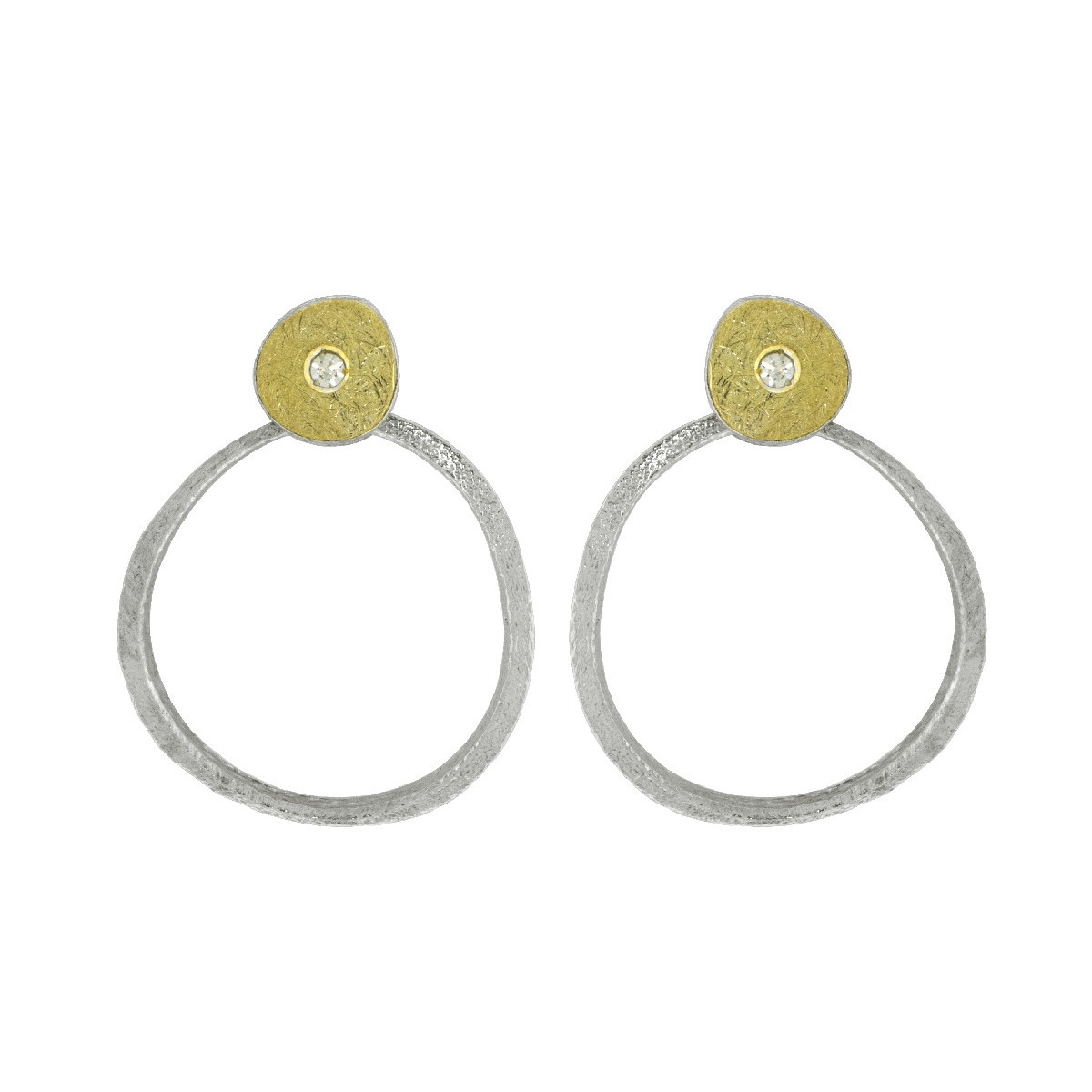 Pendientes de plata, oro y brillantes