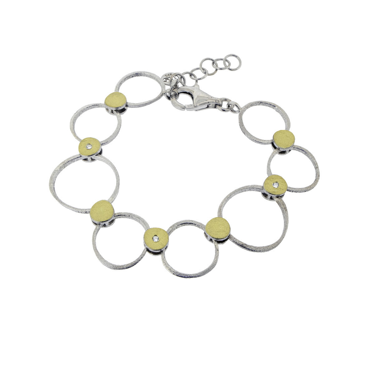 Pulsera de plata, oro y brillante
