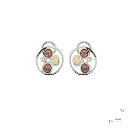 Arracades de plata, or, esmalt i brillant