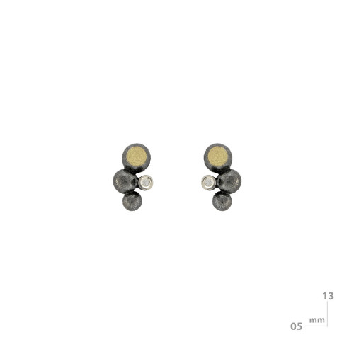 Pendientes de plata, oro y brillante