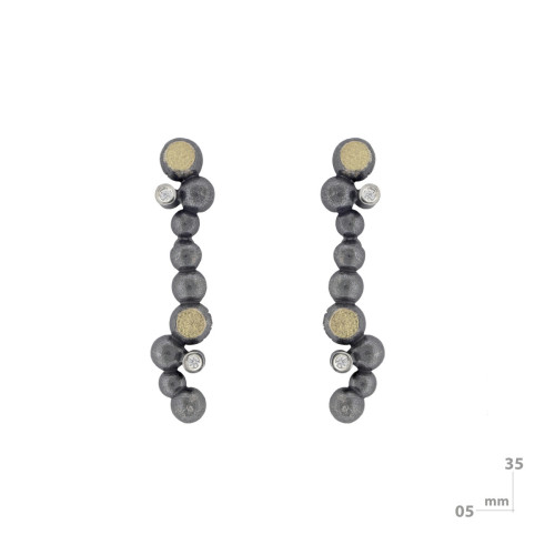 Pendientes de plata, oro y brillante