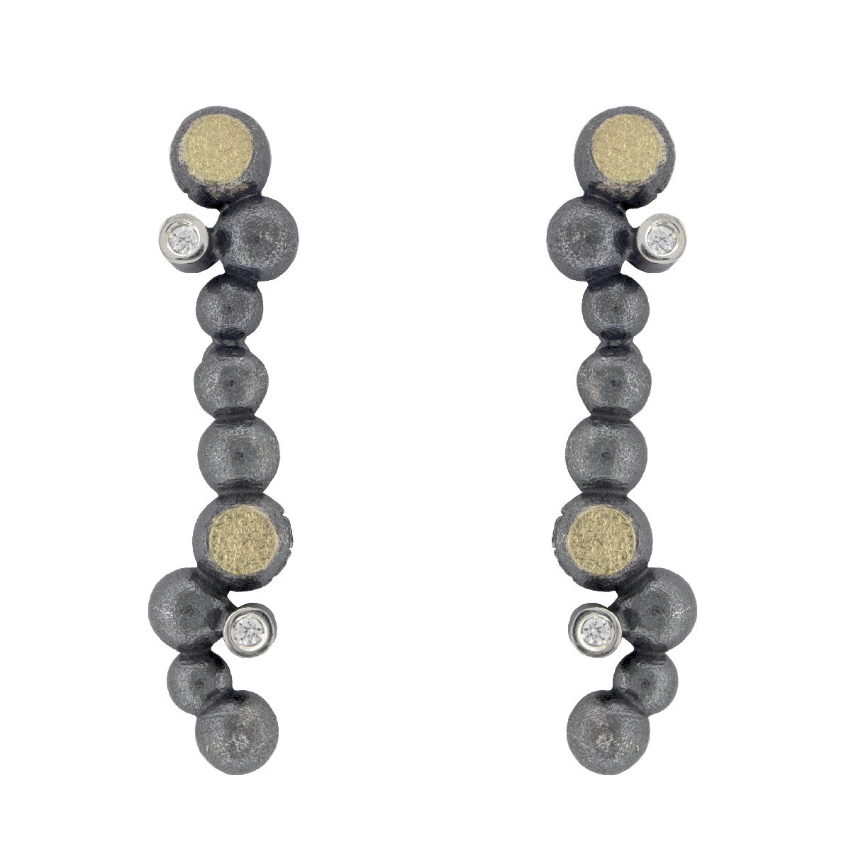 Pendientes de plata, oro y brillante