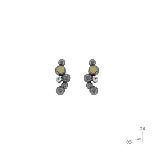 Pendientes de plata, oro y brillante