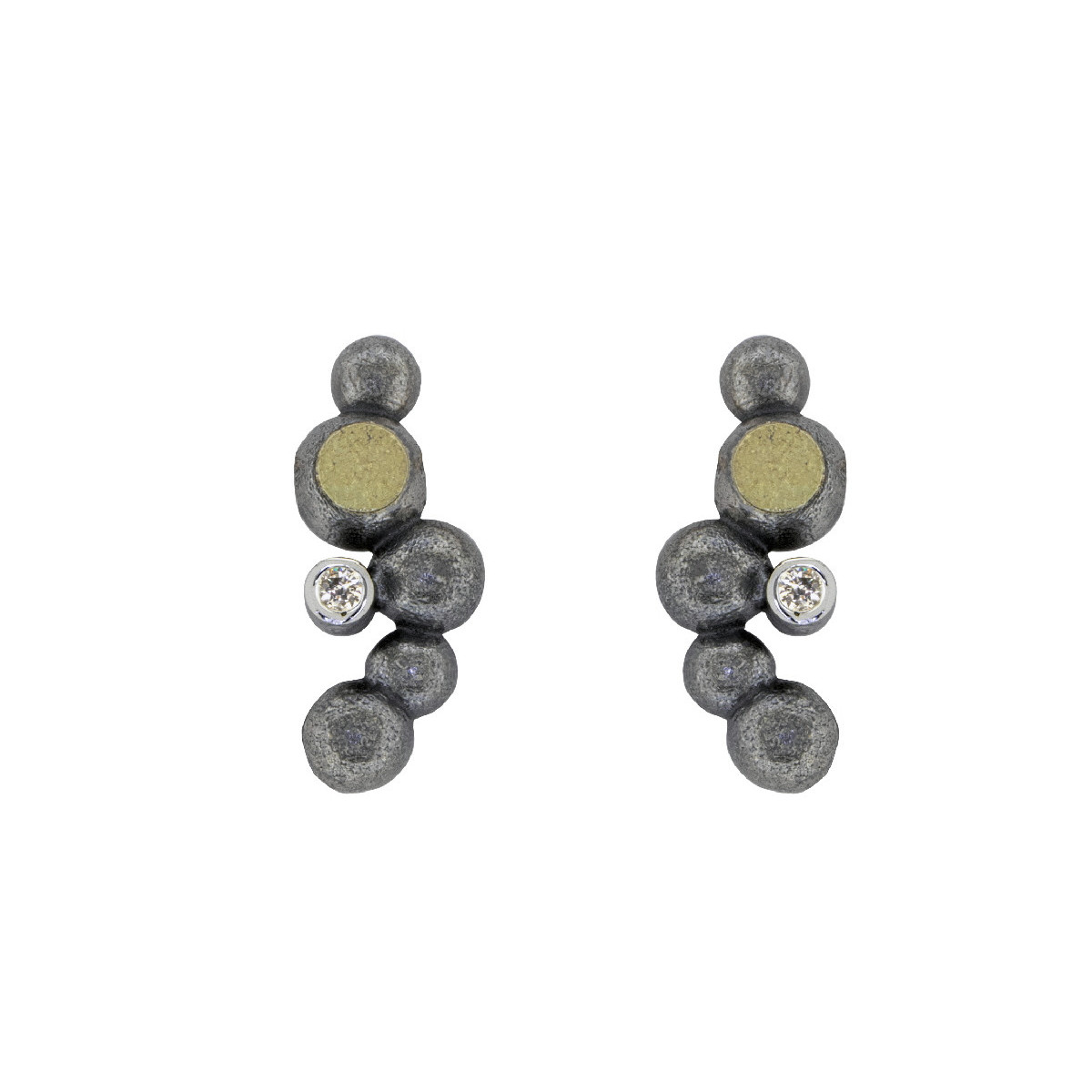 Pendientes de plata, oro y brillante