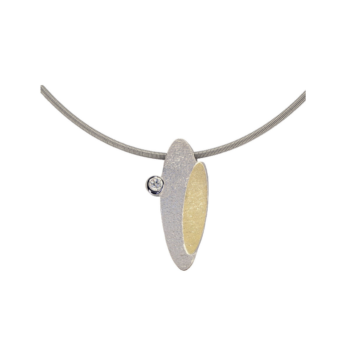 Colgante de plata, oro y brillante