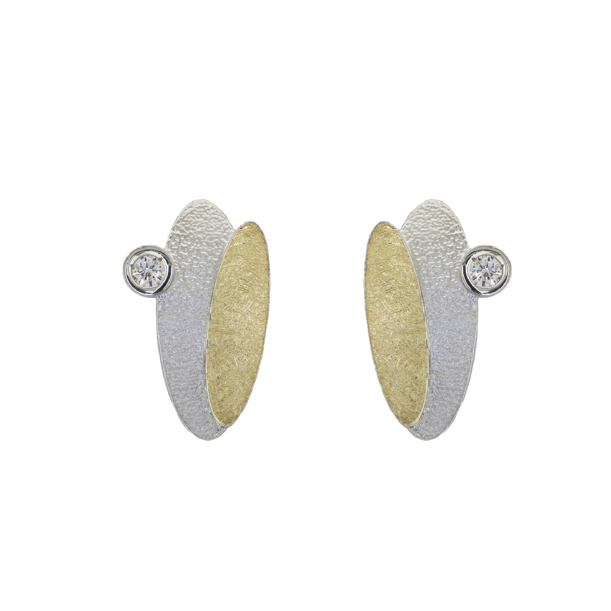 Pendientes de plata, oro i brillante