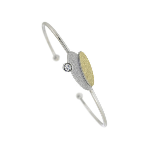 Pulsera de plata, oro y brillante