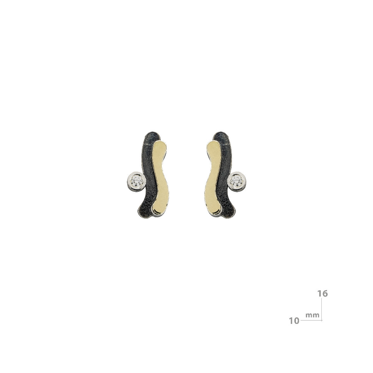 Silver, gold and brilliant earrings