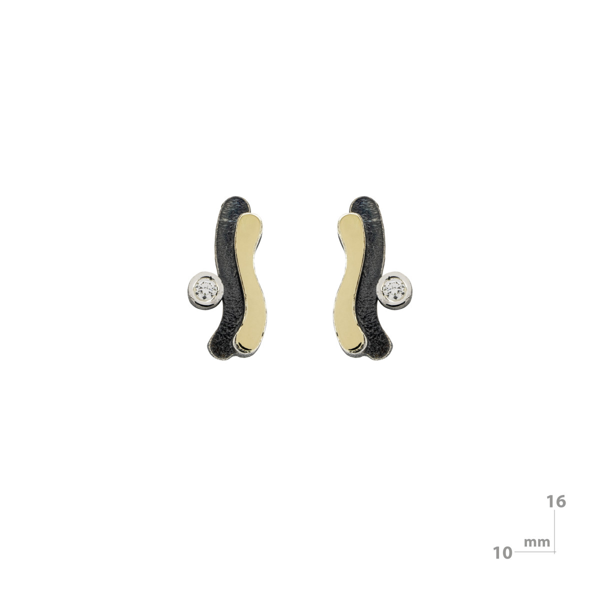 Pendientes de plata, oro y brillante
