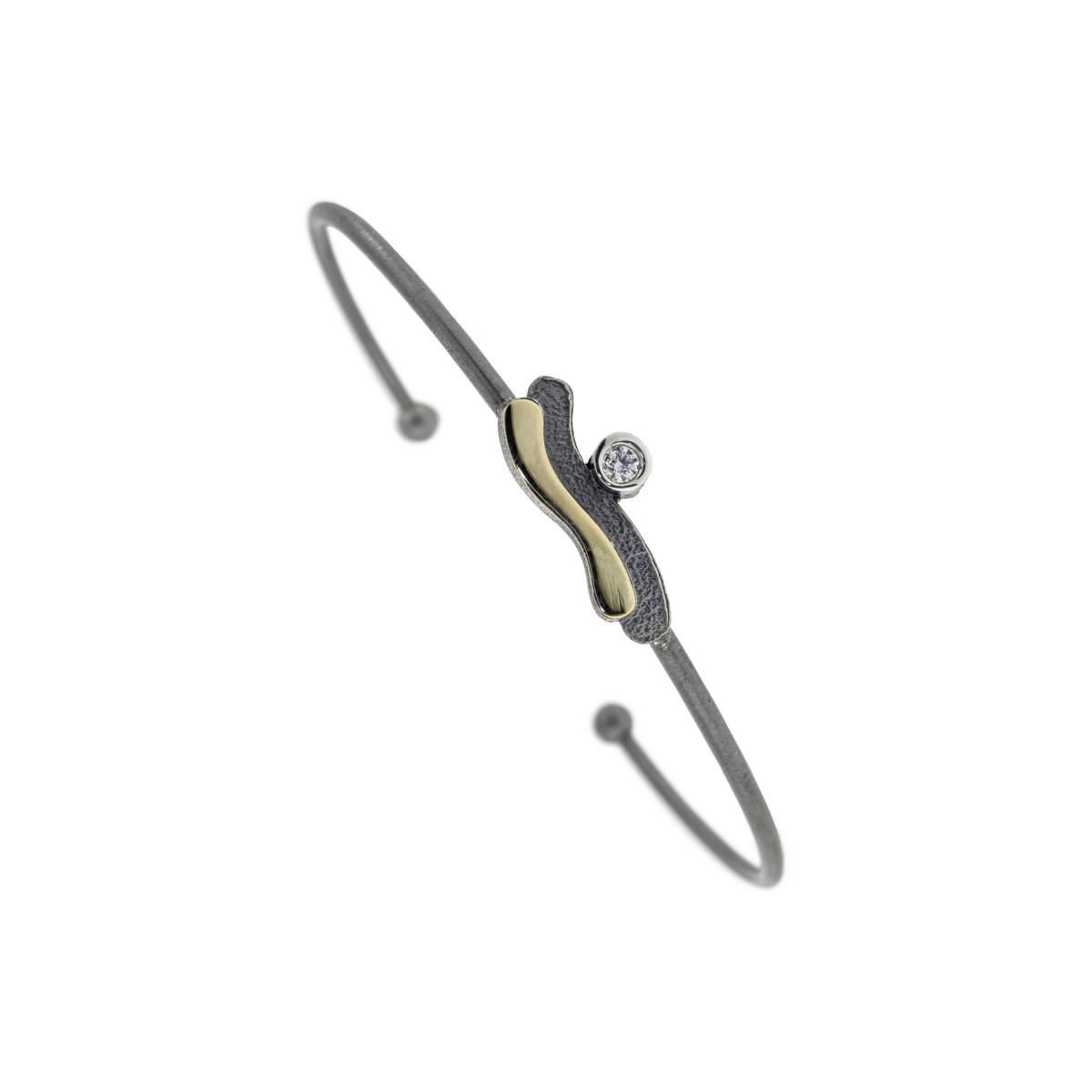 Pulsera de plata, oro y brillante