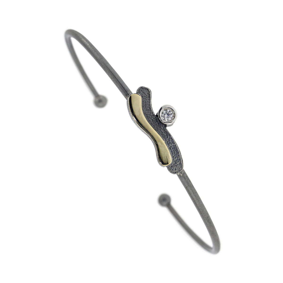 Pulsera de plata, oro y brillante