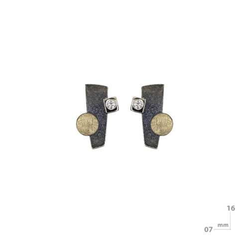 Pendientes de plata, oro y brillante