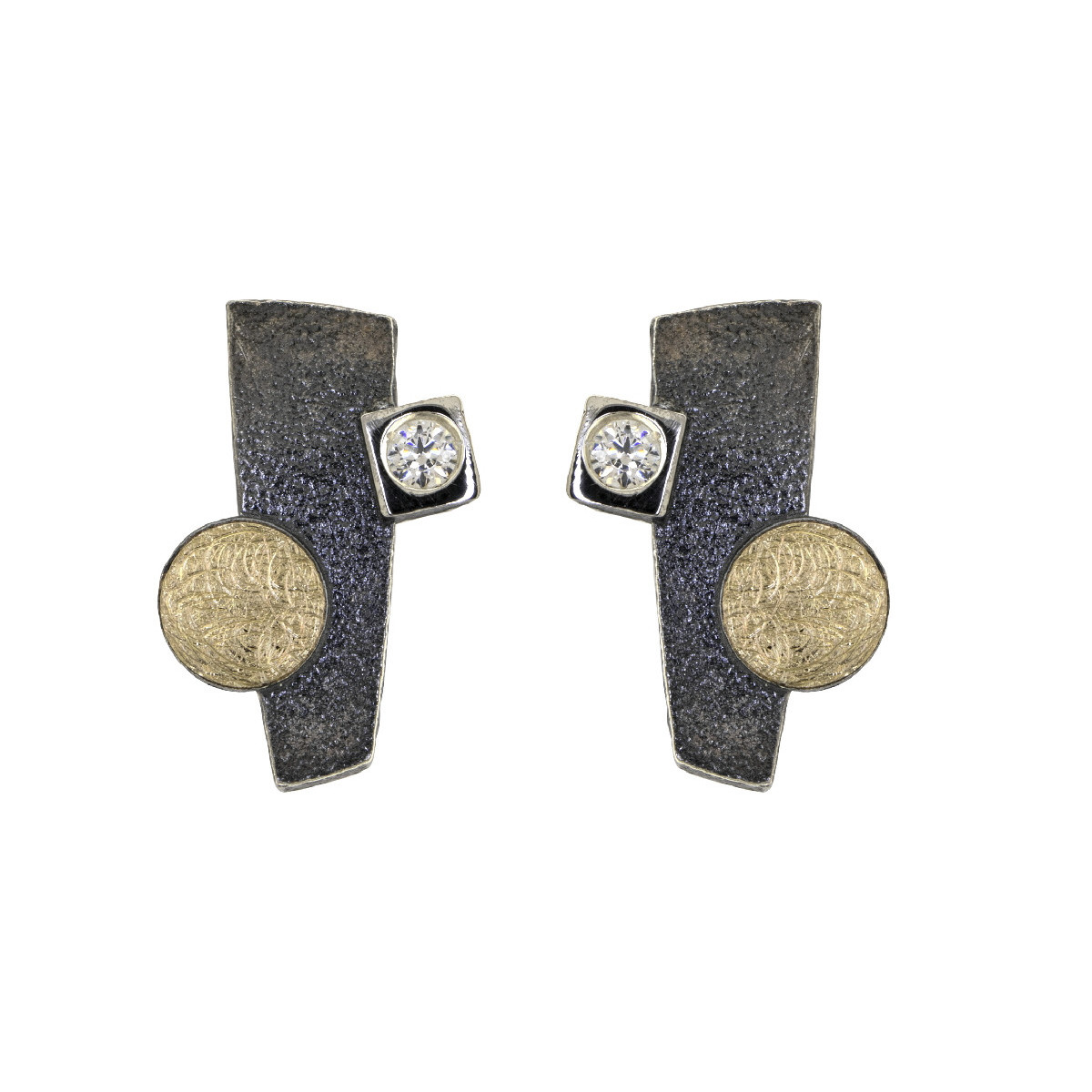 Arrecades de plata, or i brillant