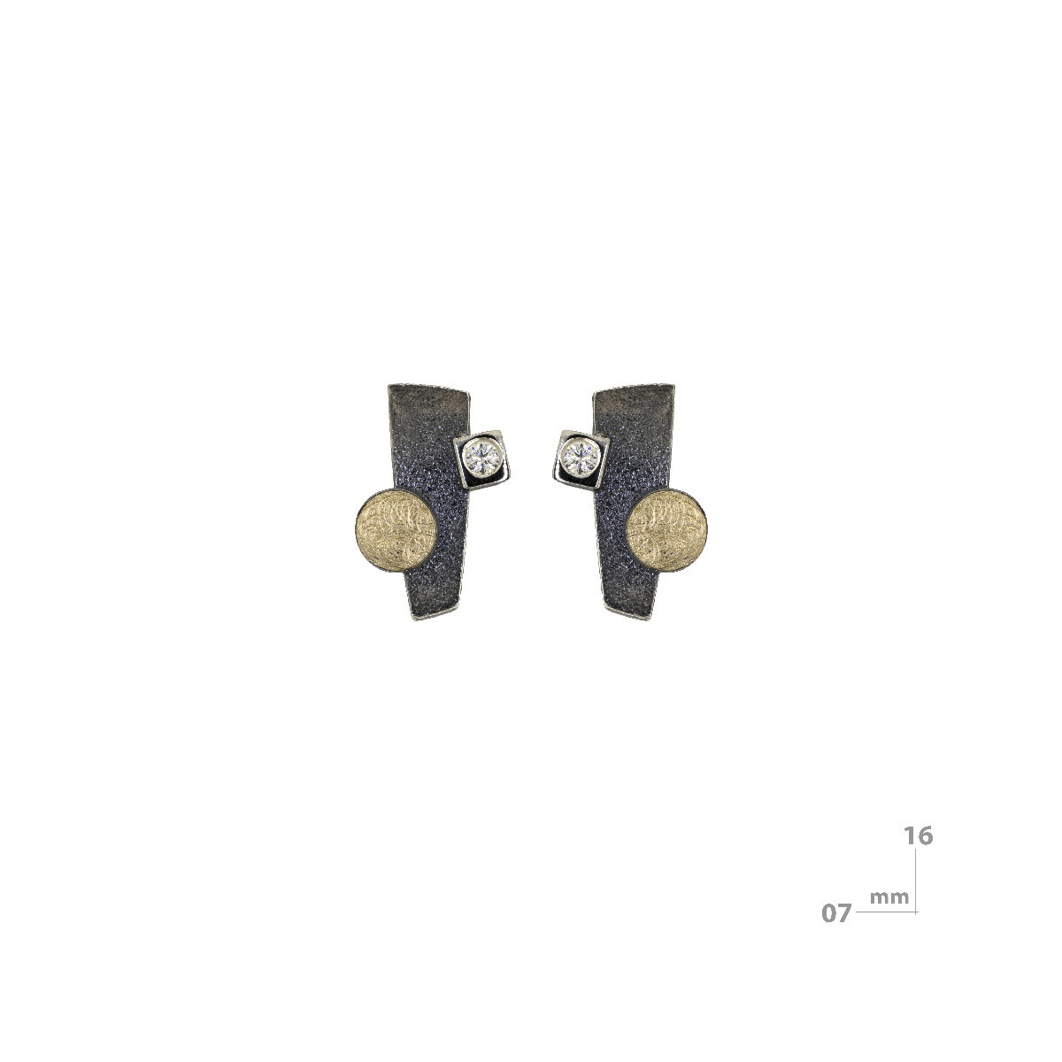 Silver, gold and brilliant earrings
