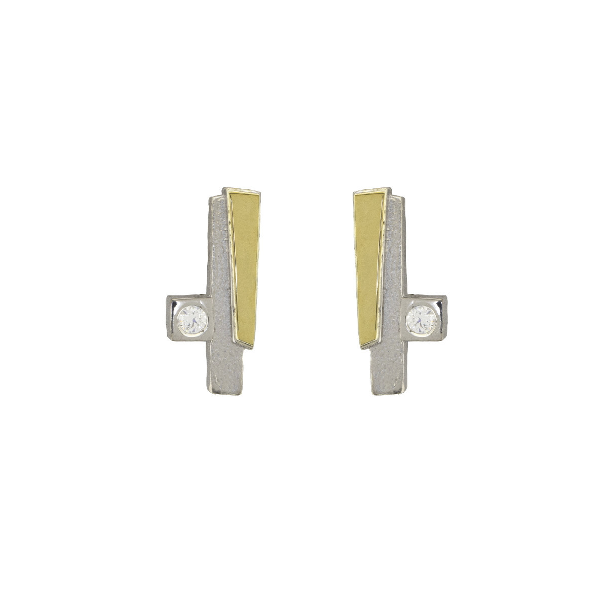Pendientes de plata, oro y brillante