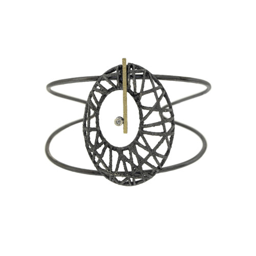 Pulsera de plata, oro y brillante