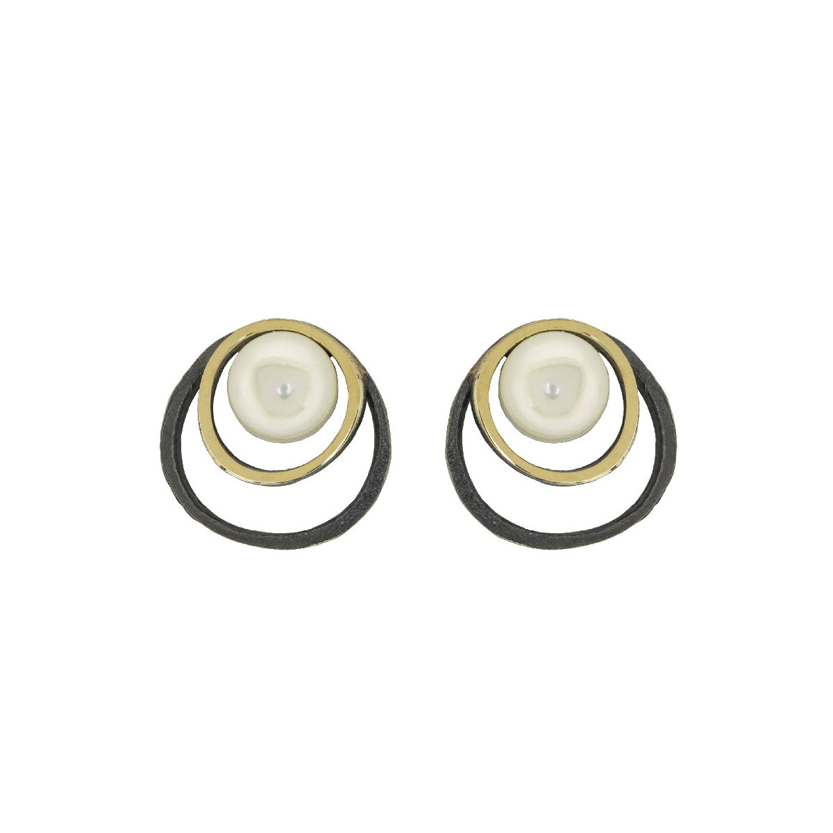 Pendientes de plata, oro y perla