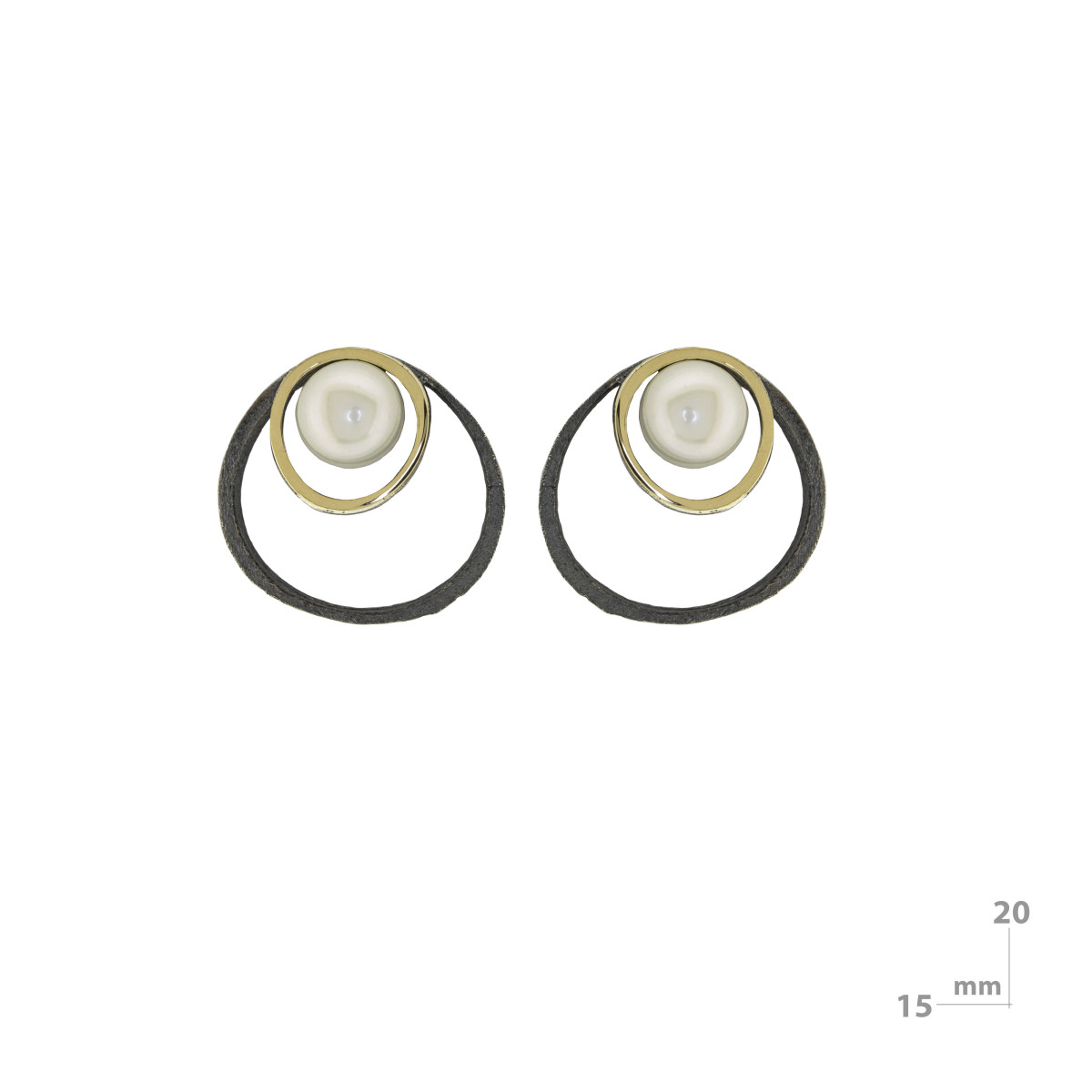 Pendientes de plata, oro y perla