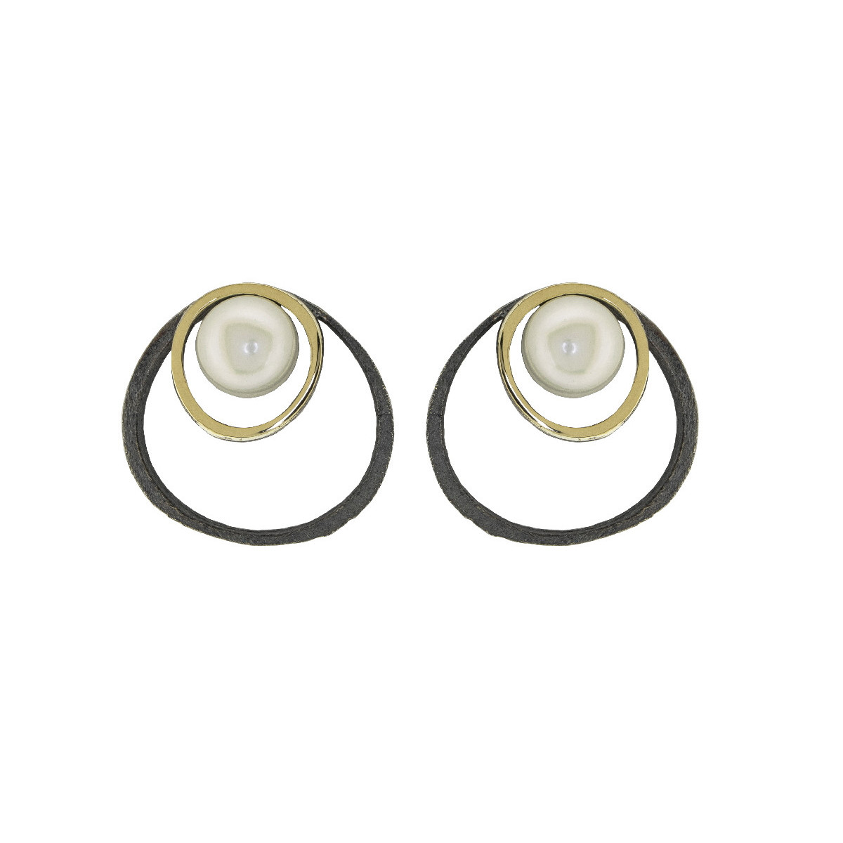 Pendientes de plata, oro y perla