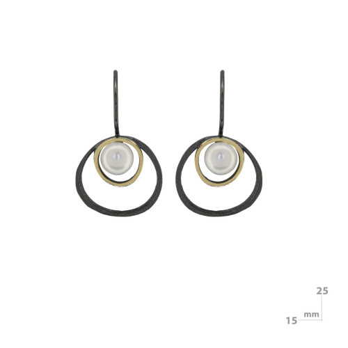 Pendientes de plata, oro y perla cultivada