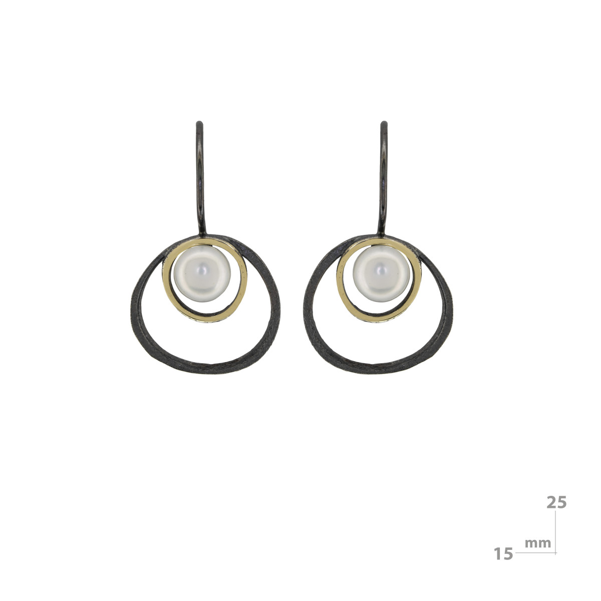 Pendientes de plata, oro y perla cultivada
