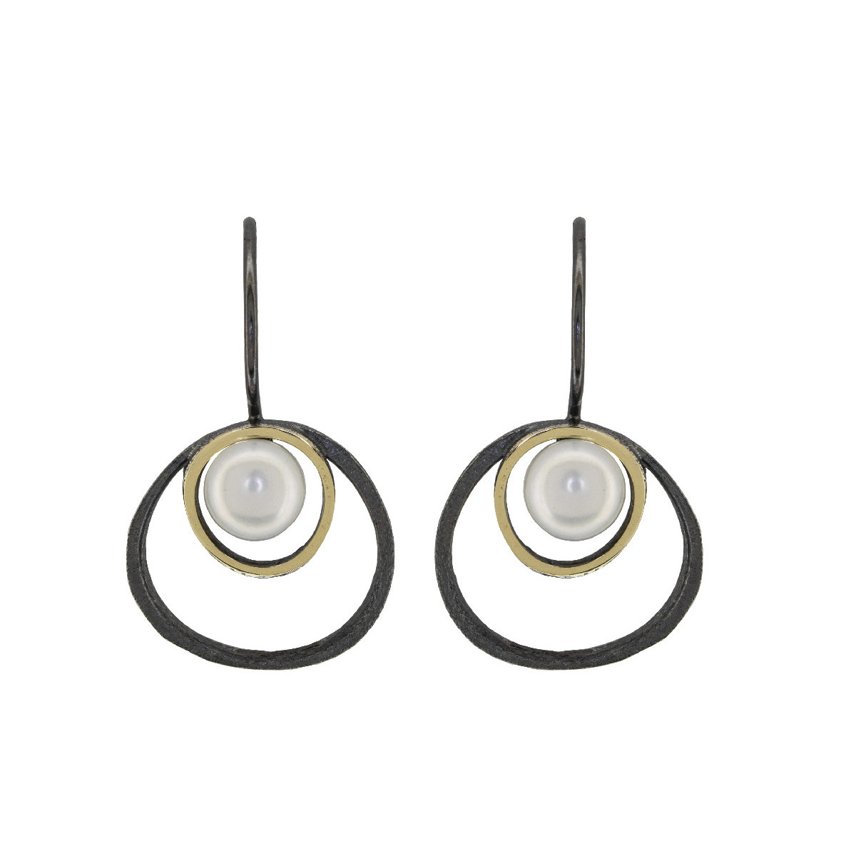 Pendientes de plata, oro y perla cultivada