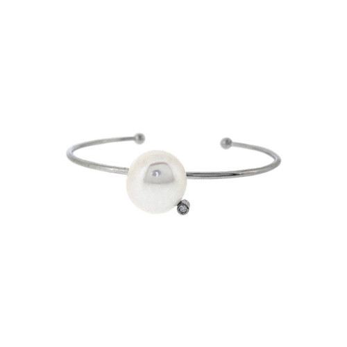 Pulsera de plata, perla y brillante